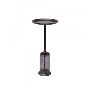 Круглый журнальный столик из стекла и металла Luster Black 69-22448